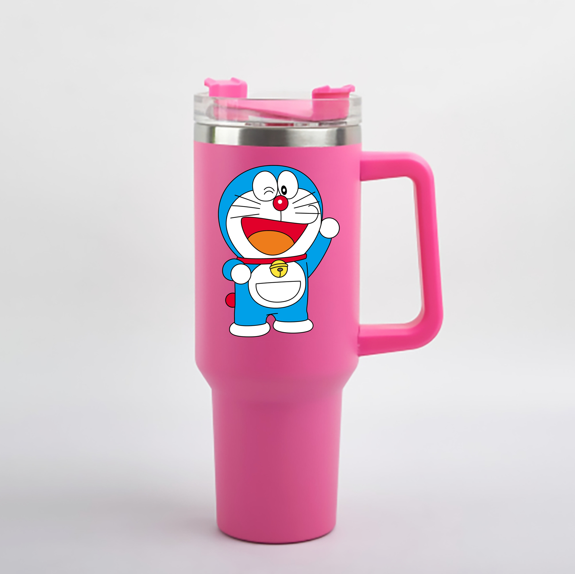 （画像用） ドラえもん Doraemon 1200mL車用タンブラー - クリスタルステッカー（プラスチックストロー付き）